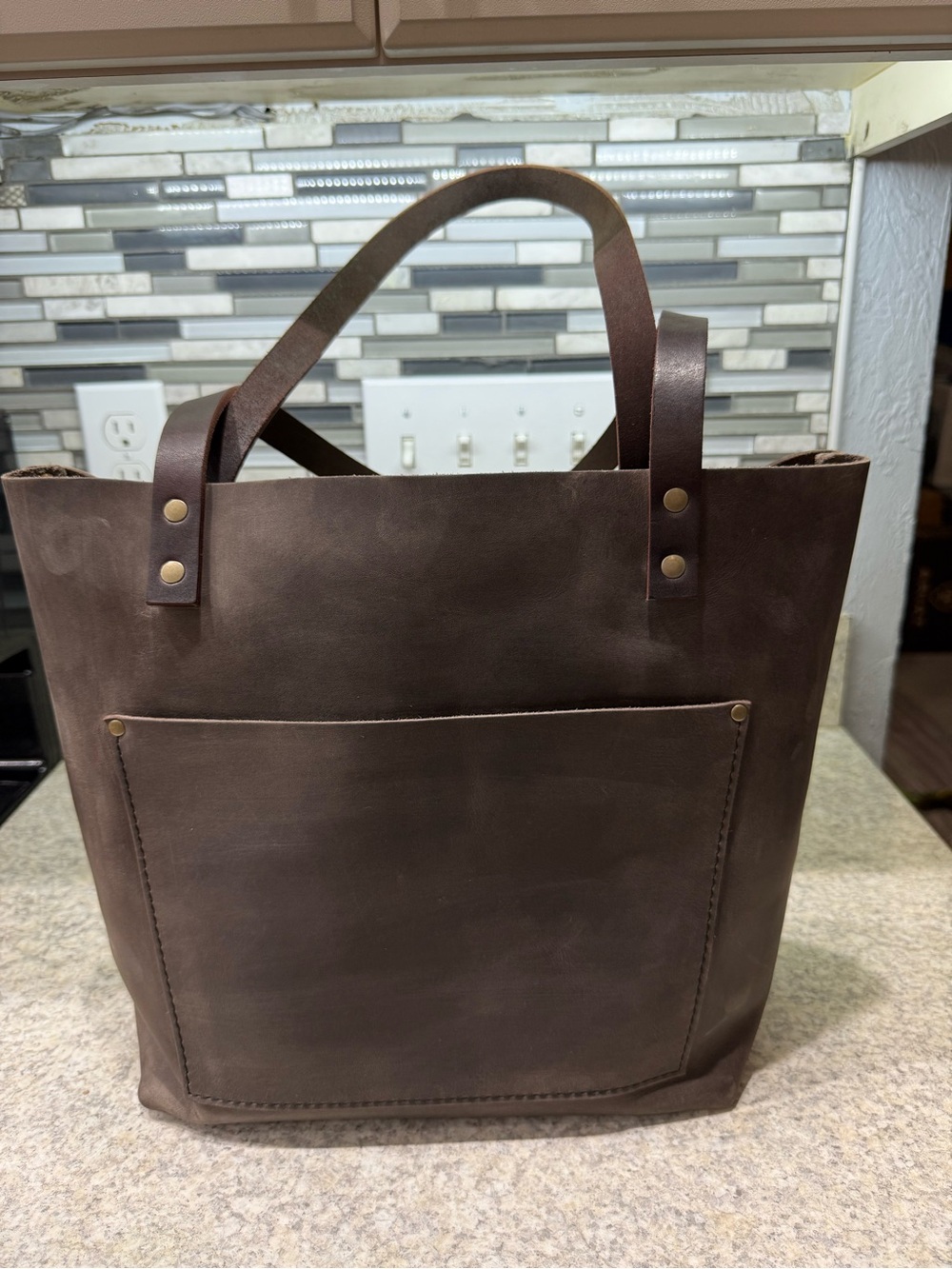 Portland Leather Groupie Grey medium classic tote